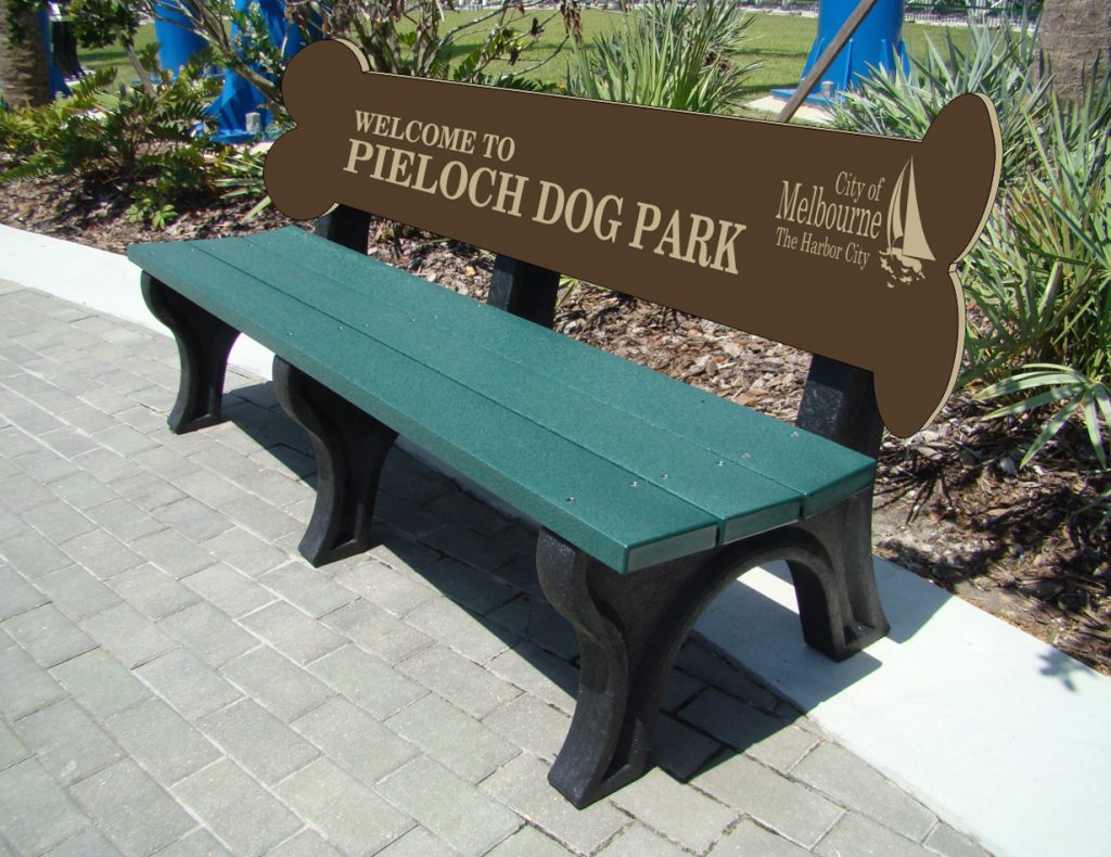 dog park dog bone bench